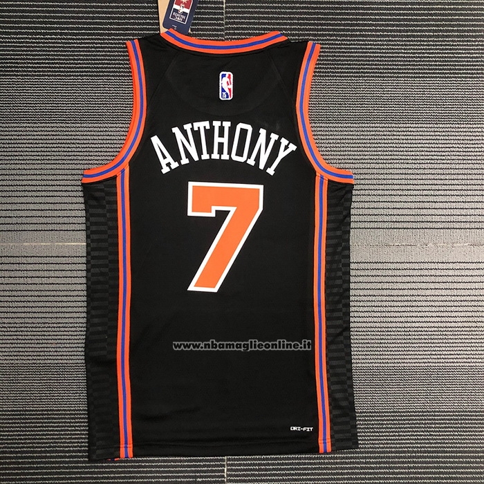 Maglia New York Knicks Carmelo Anthony #7 Citta 2021-22 Nero